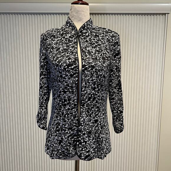 ALEX EVENINGS Women's Textured Mandarin Neck Glitter Knit 3/4 Sleeve Size M - Picture 2 of 7